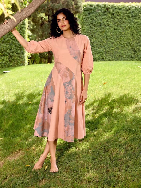 Coral Bloom Panelled Dress — HOUSE OF FETT