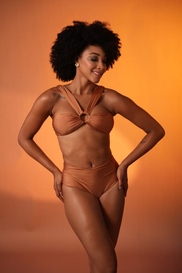 Golden Hour Ruched Bikini with High-Waist Bottoms — Mysthelle