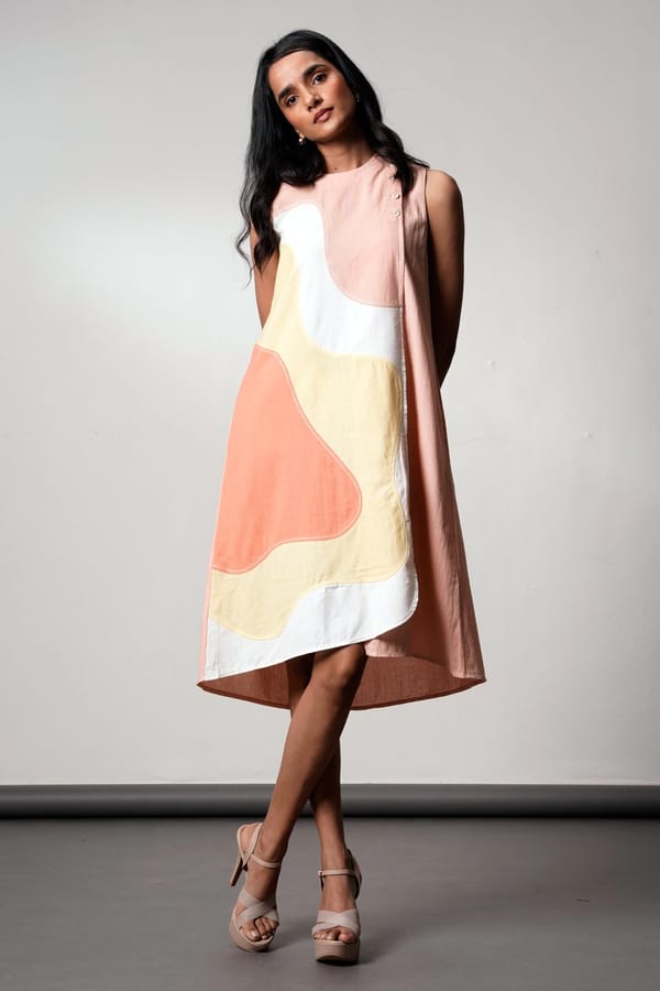 Pastel Colorblock Sleeveless A-Line Midi Dress — Madder Much
