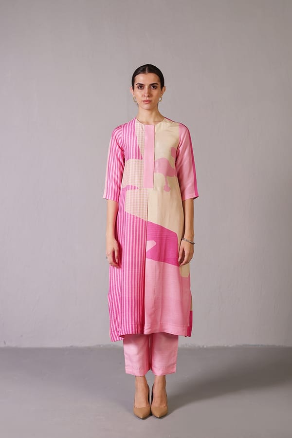 Floro Lemonade Pink Kurta Set — CLOS