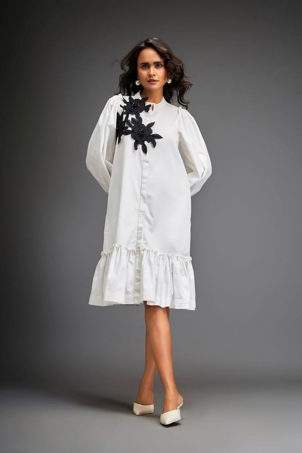 Shirt Dress With Detailing On One Side — Deepika Arora