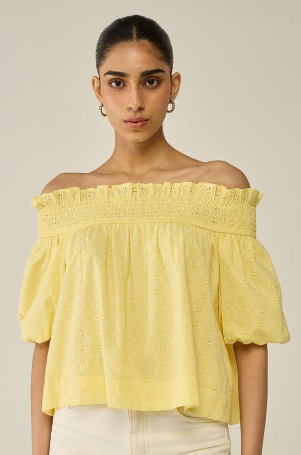 Yellow Off-shoulder Blouse — Move About Effortlessly