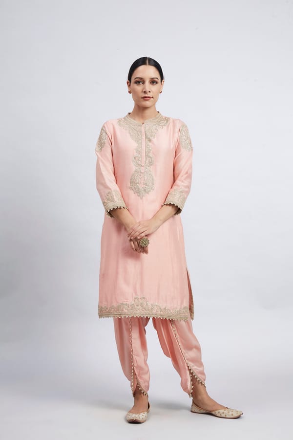 Aabisah- Daffodil Yellow Embroidered Kurta With Dhoti With Dupatta — Sheetal Batra