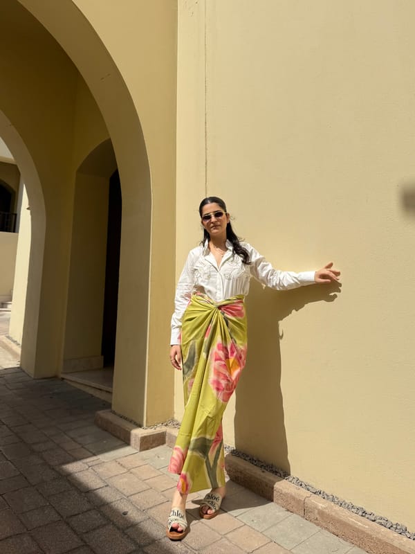Olive Floral Shirt and Drape Skirt Co-ord Set — GAIMA LABEL