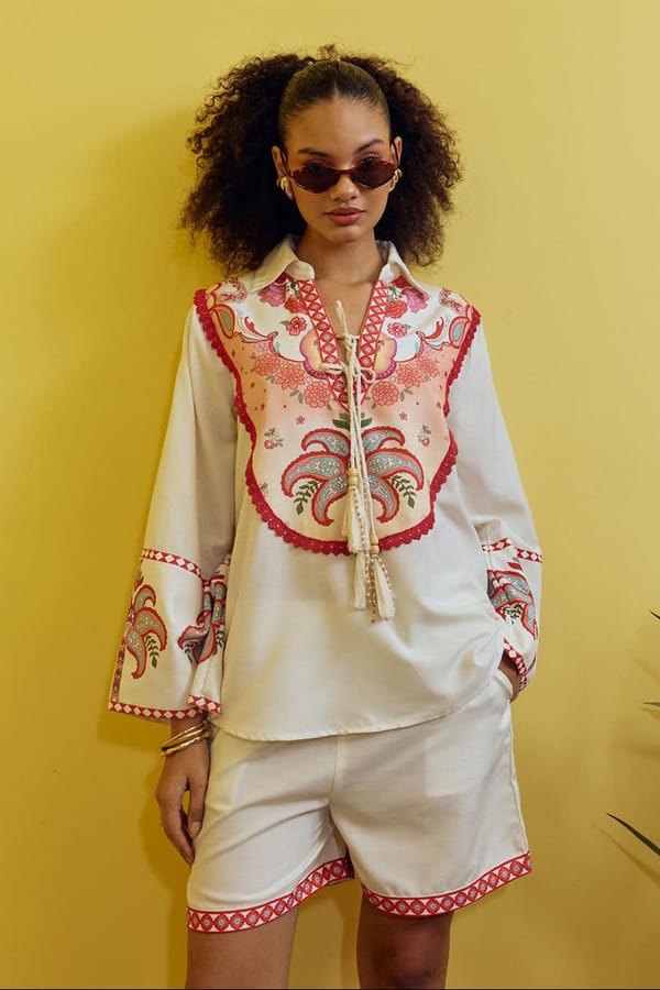 Cream Printed Shirt and Shorts Co-ord Set — Sttavoss