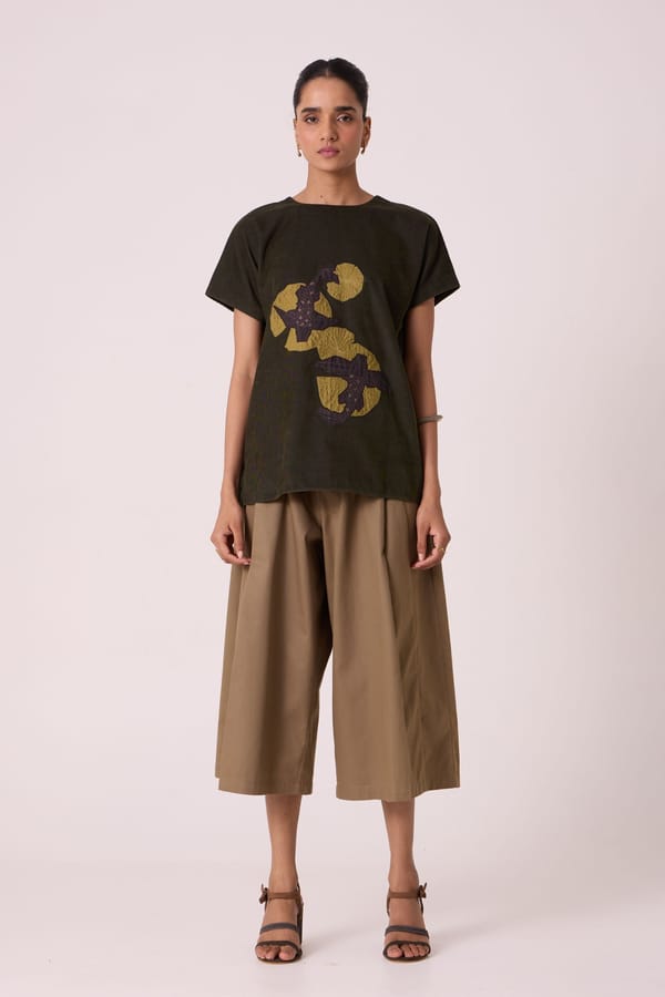 Sōhō Green Needlecord Embroidered Top — The Summer House