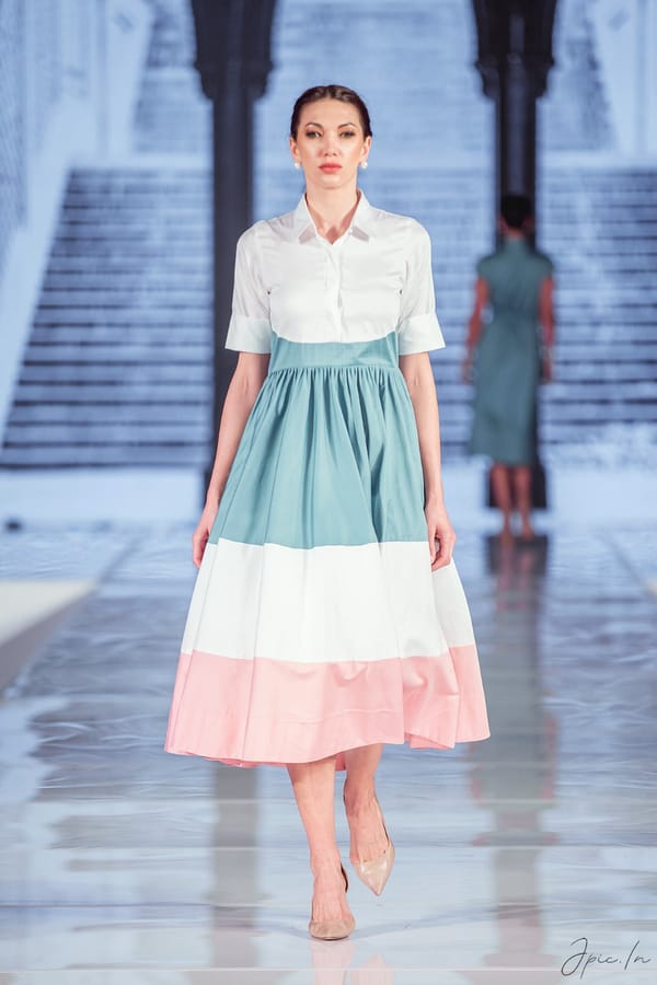 Colorblock Collared Button-Front Midi Dress — Escape By Aishwarya