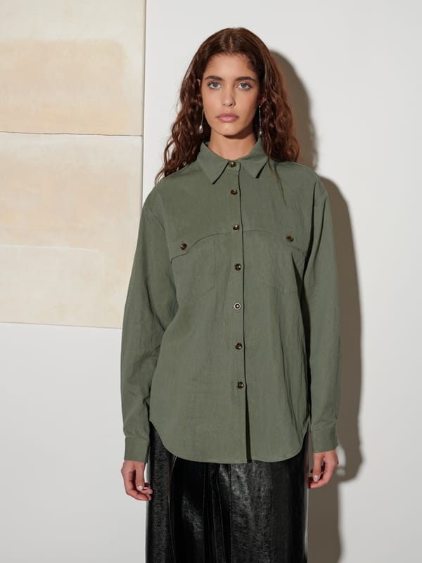 Military Green Boxy Utility Pocket Shirt — SISTER JANE