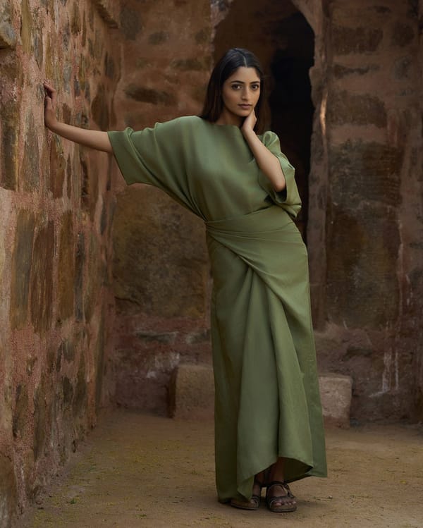 Olive Green Swing Top and Wrap Maxi Skirt Co-ord Set — The Good Rebel
