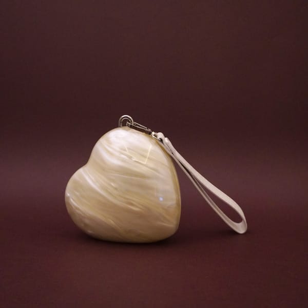 Acrylic Heart Clutch Ivory — Be Chic