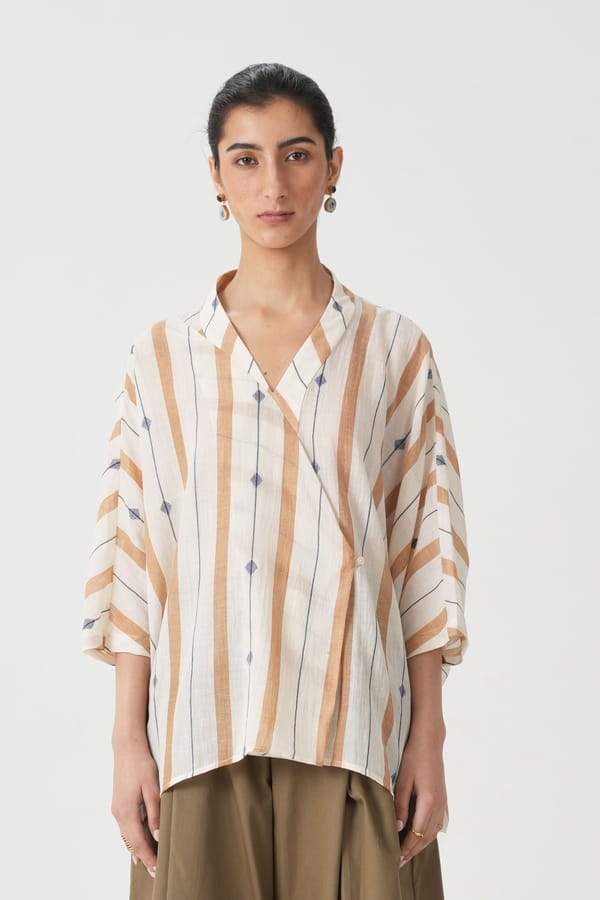 Matoi Brown Striped Handwoven Top — The Summer House