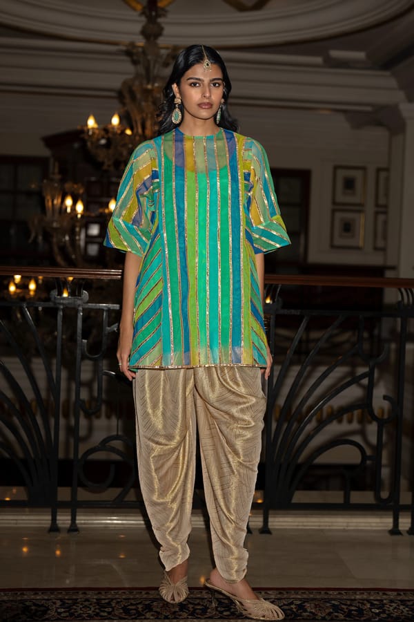 Ribbon Embroidered Striped Boxy Top — Dash and Dot