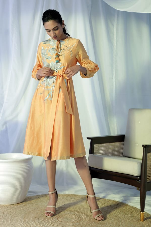 Mimosa Yellow Embroidered Button-Down Midi Dress — Madder Much