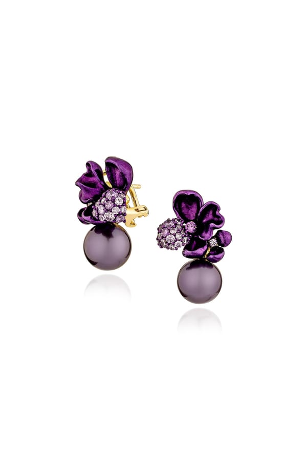 Purple Floral Bloom Stud Earrings — Miss Jo
