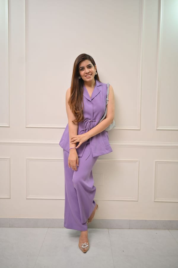 Lavendar Sleeveless Blazer and Wide-Leg Pants Co-ord Set — Younglings