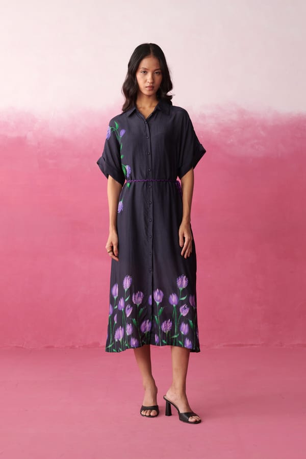 Stella Purple Noir Shirt Dress — Shop Roho