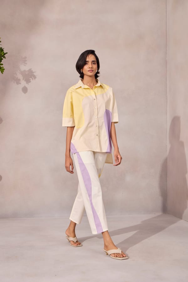 Vanilla Cloud Pastel Colorblock Shirt and Pants Co-ord Set — 63East
