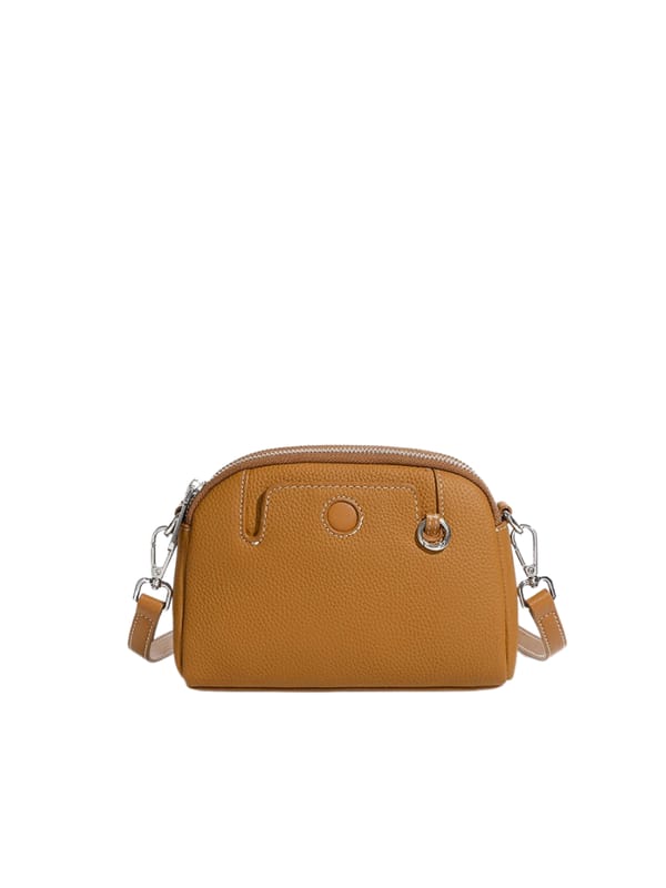 Pouche, ladies leather crossbody bag with double zip — Favori