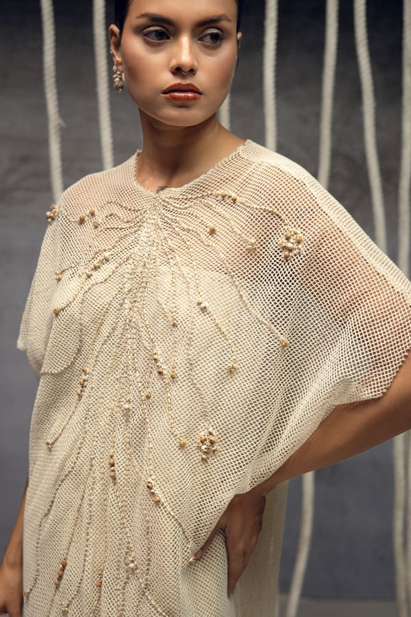 Open Mesh Embroidered Kaftan — Kritika Murarka