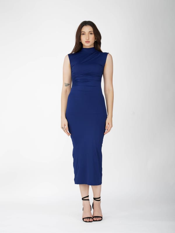 Blue Collared Yoke Dress - Zephyr Dress (Navy) — Select Staples