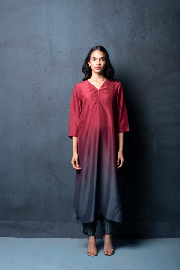 Red Silk Kurta Set — CLOS