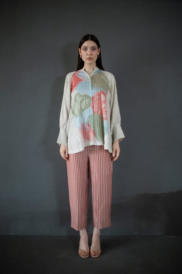 Cream & Red Short Co-Ord Set — CLOS