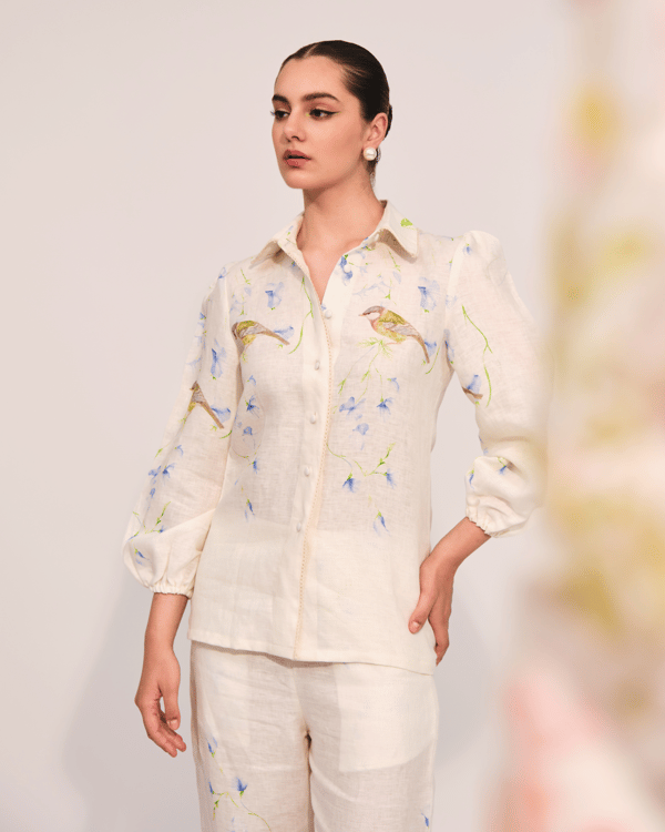 Apricot Linen Printed Shirt and Pants Co-ord Set — Prink Tonic