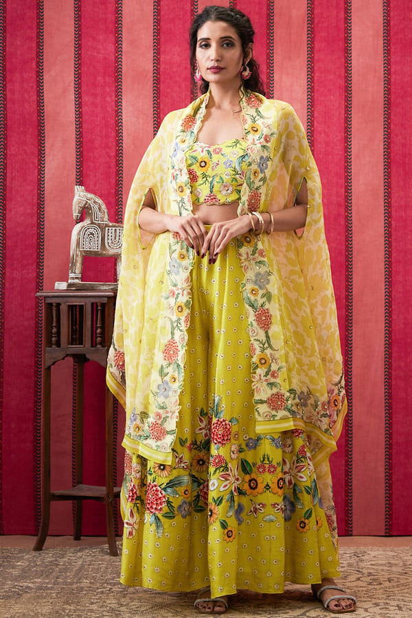 Gulista Embroidered Co-Ord Set With Cape — SOUP by Sougat Paul