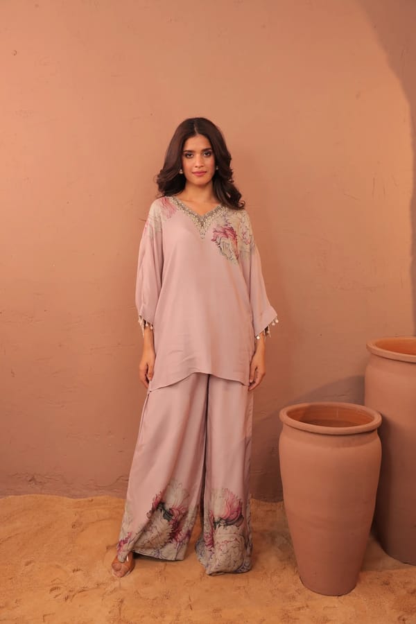 Carnation Crush - Kimono Tunic Set — Surkh Syahi