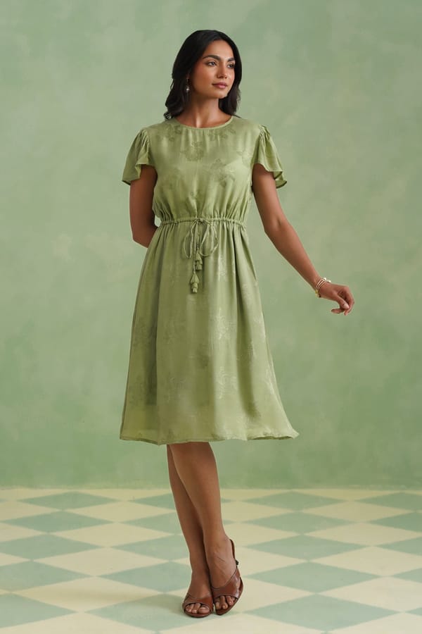 Floral Jacquard Midi Dress — KORAH STITCH
