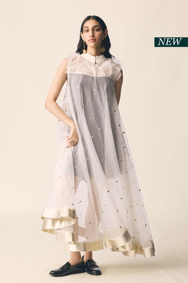 Black Layered Organza Maxi Dress with Satin Slip — Unrush