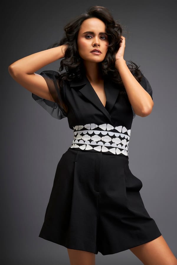 Playsuit With Corset Detailing Belt — Deepika Arora