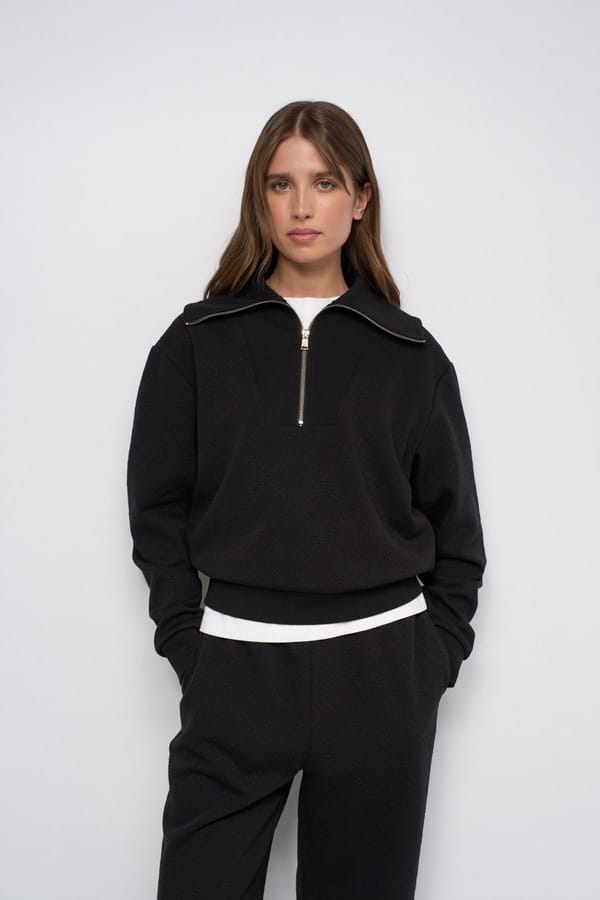 Logo Jacquard Sweatshirt With Zip Collar — SALSA JEANS