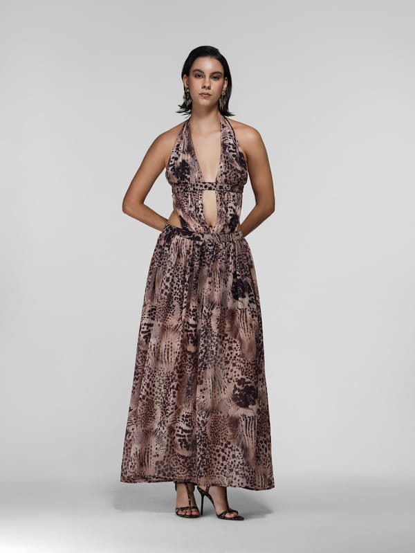 Halter Maxi Dress with Waist Cutout — The Clothing Factory