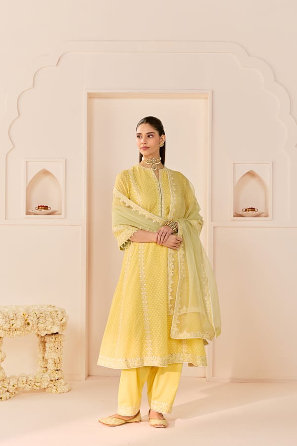 FIRDAUS - LONG KALIDAAR CHAUGA WITH DOGRI SALWAR AND DUPATTA — Sheetal Batra