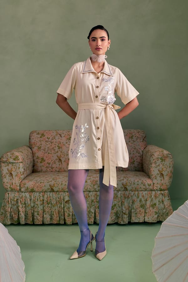 Ivory Bloom Patch Dress — SURABHI ARYA