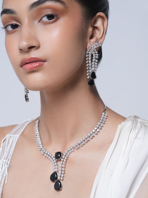 Black Designer AD Necklace — Cao Jewellery