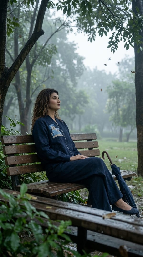Navy Linen Bomber Jacket with Chest Appliqué — Linen Bloom