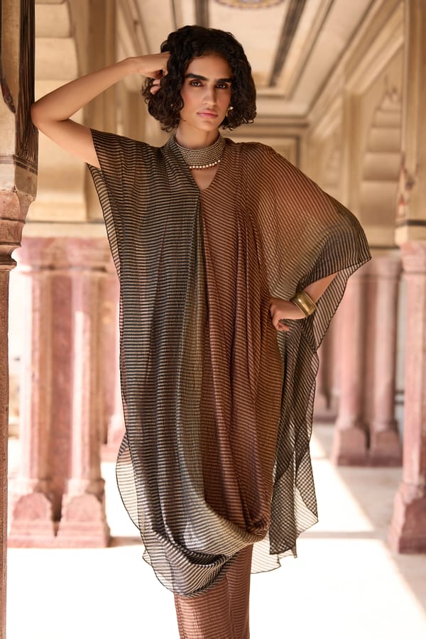 Draped Ombre Tissue Kaftan Top — Dash and Dot