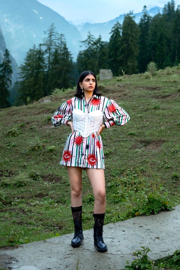 White/Green Printed Mini Shirt Dress — White Saturn