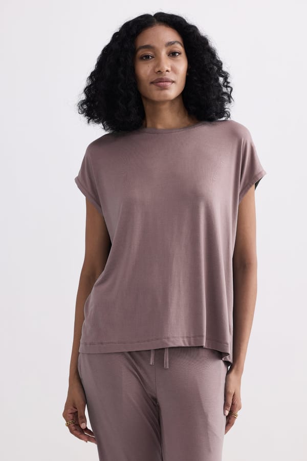 Dusty Rose Relaxed Fit Modal Jersey Tee — REISTOR