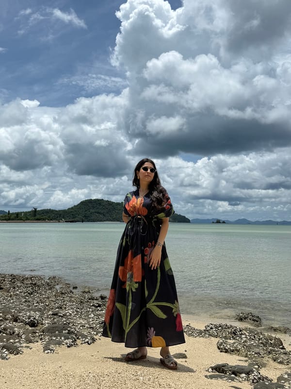 Blue Floral Printed Fit and Flare Midi Dress — GAIMA LABEL
