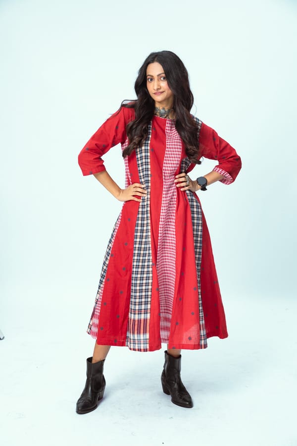 True Red Brick 16 Panelled Dress — 145 East