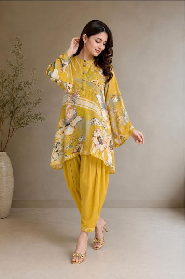 Olive Printed Kurta with Pakistani Salwar — SMAYA by Monica