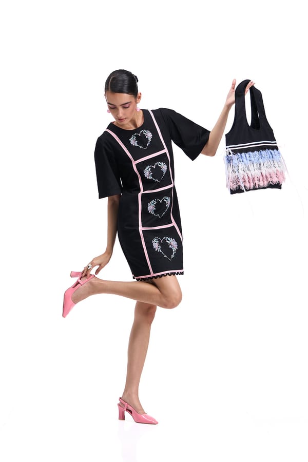 Black and Bubblegum Pink Panelled Mini Dress — Our Love