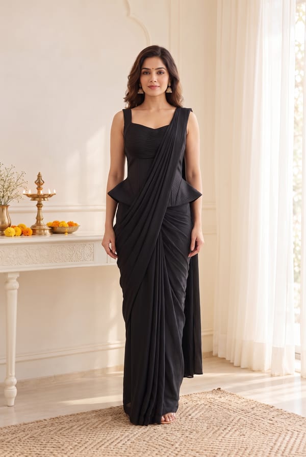 Tara Crepe Blouse Saree Set — RASIYA
