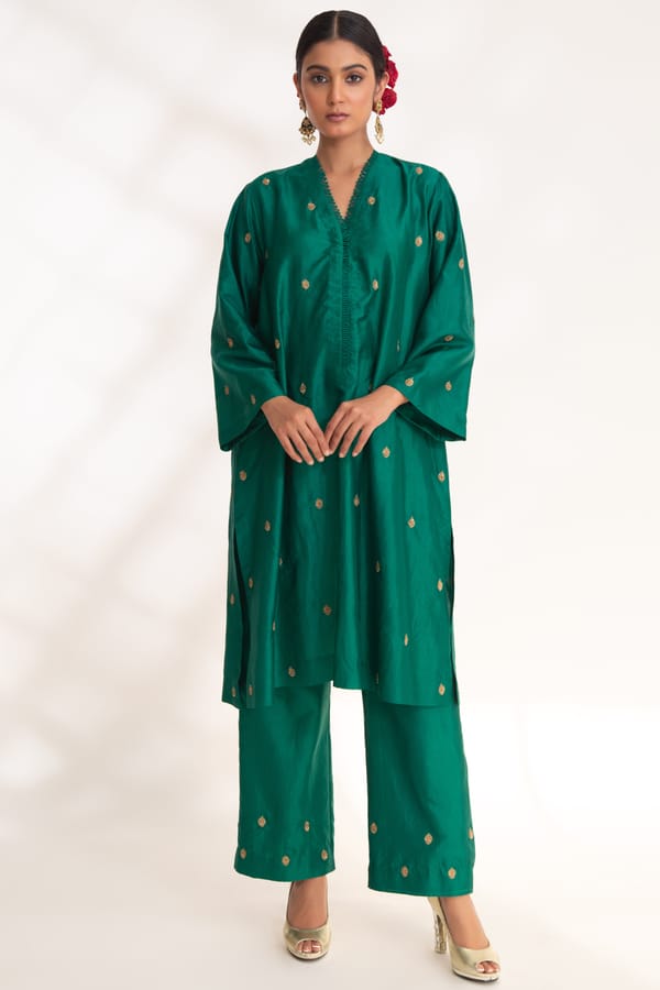 Ojal Pink Kurta Set — Chhaya Mehrotra