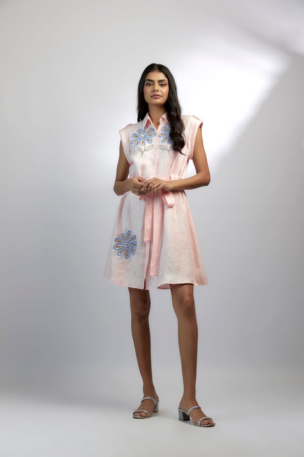Pink Hemp Shirt dress — EWOKE STUDIO