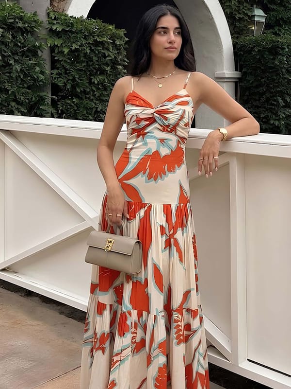 Tuscan Printed Strappy Maxi Dress — POPPI
