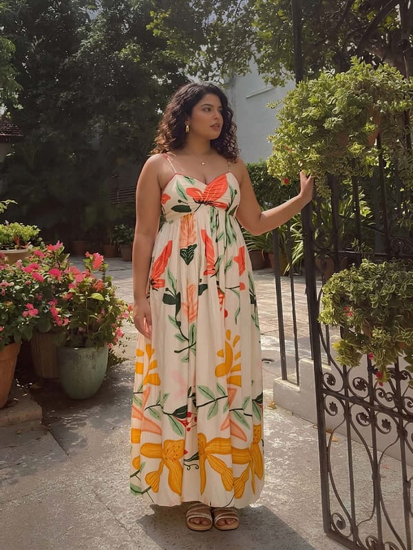 Blush Printed Maxi Dress — POPPI